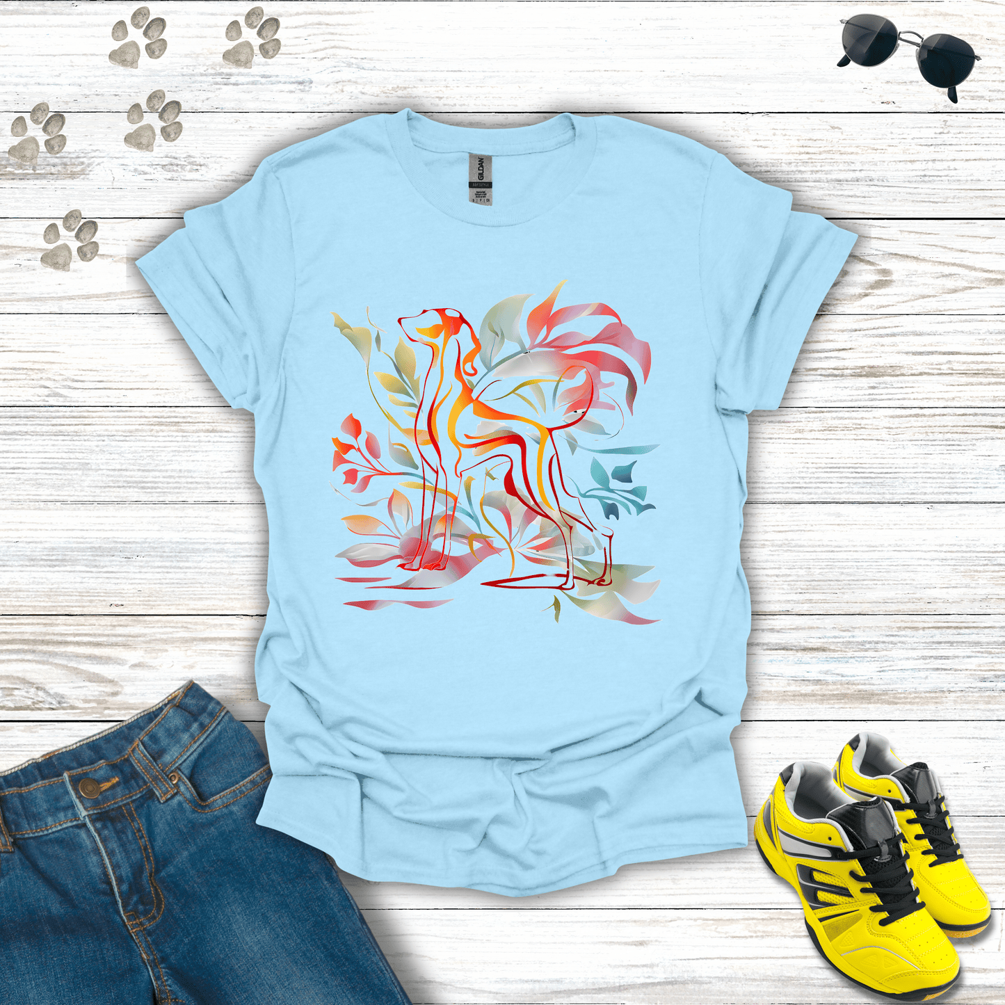 Colorful Canine Fantasy T-Shirt Light Blue / S unisex graphic t-shirt