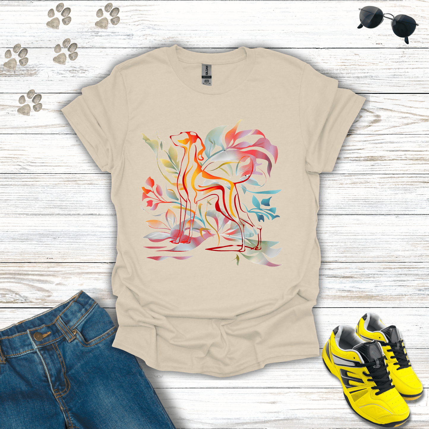 Colorful Canine Fantasy T-Shirt Natural / S unisex graphic t-shirt