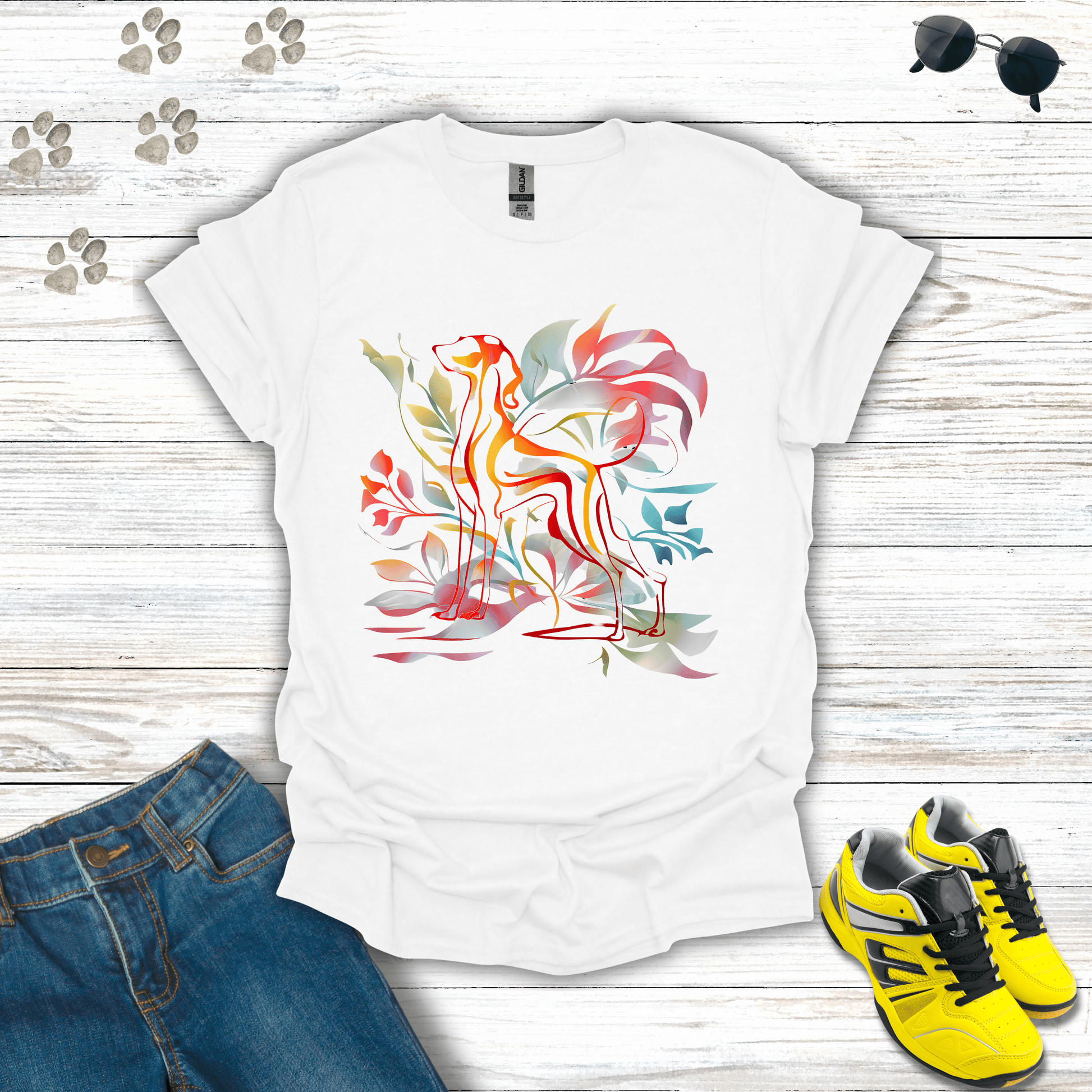 Colorful Canine Fantasy T-Shirt White / S unisex graphic t-shirt