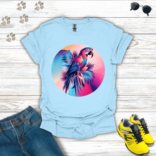 Colorful Macaw Parrot T-Shirt Light Blue / S unisex graphic t-shirt