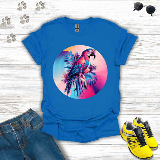 Colorful Macaw Parrot T-Shirt Royal / S unisex graphic t-shirt