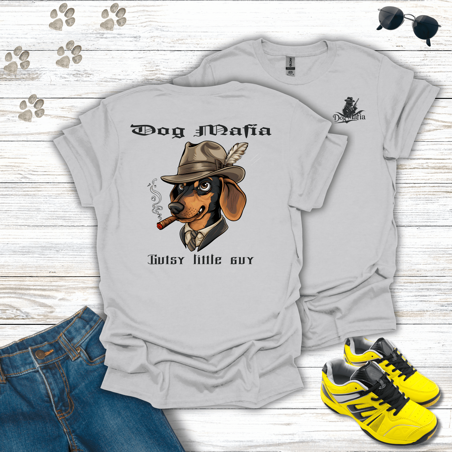 Dachshund Dog Mafia T-Shirt Ice Grey / S unisex graphic t-shirt