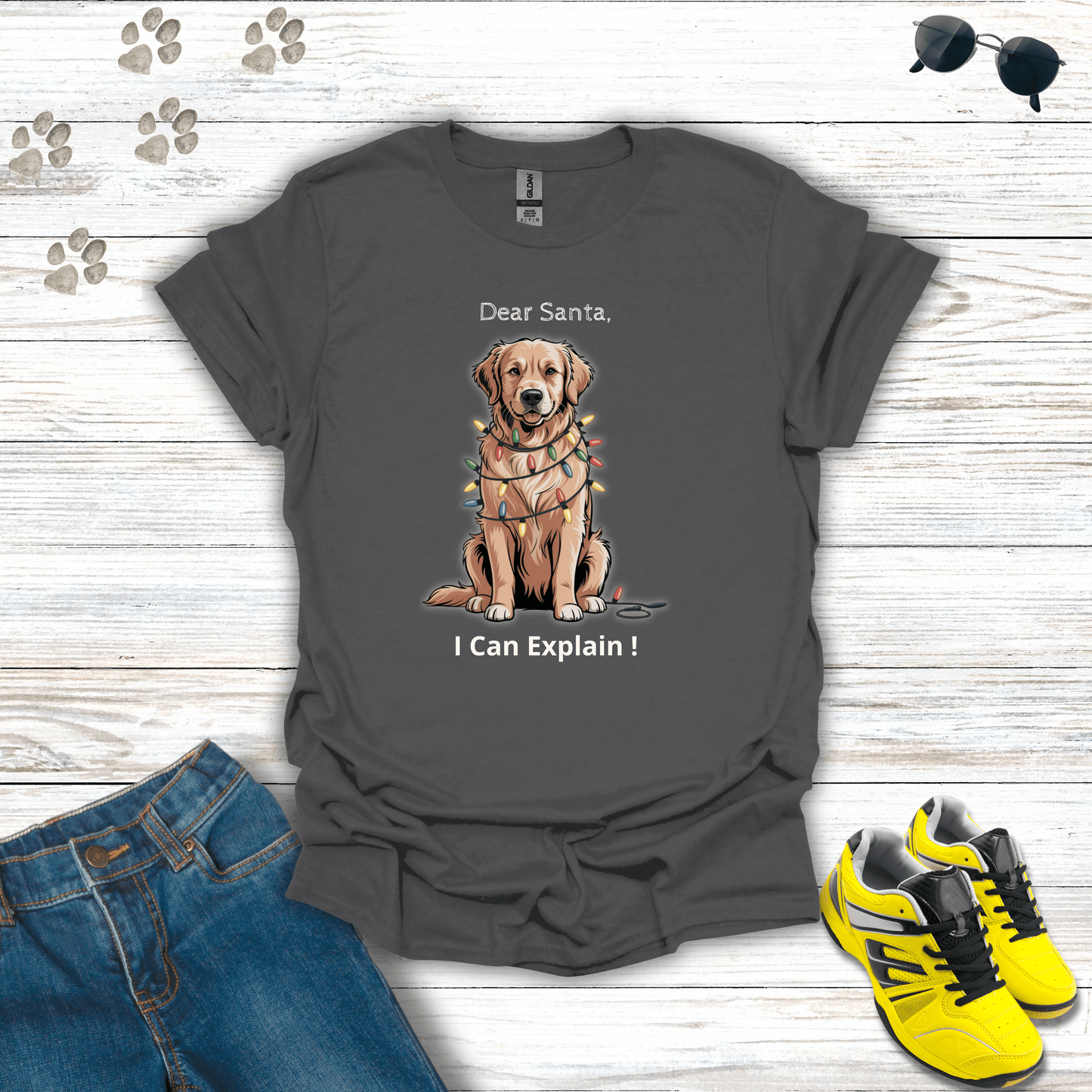 Dear Santa, I Can Explain Dog T-Shirt Charcoal / S unisex graphic t-shirt