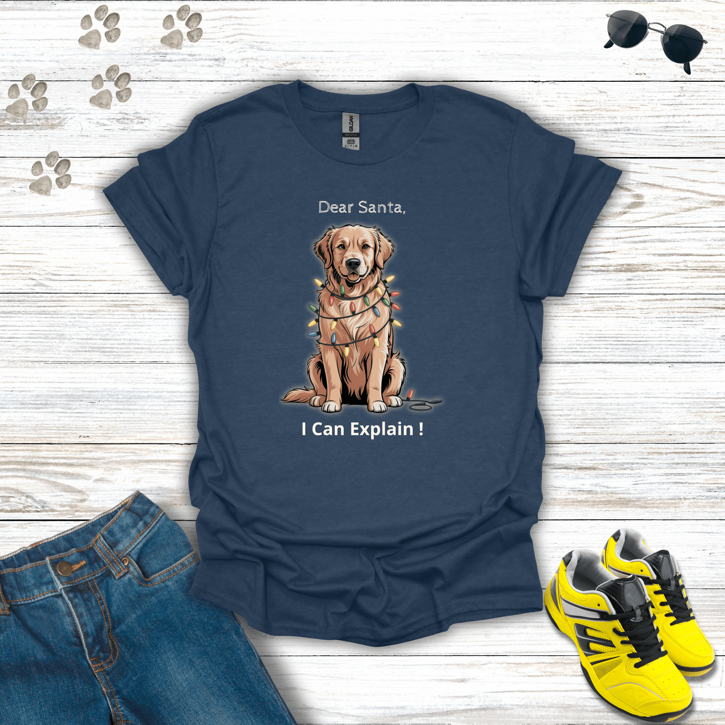Dear Santa, I Can Explain Dog T-Shirt Heather Navy / S unisex graphic t-shirt