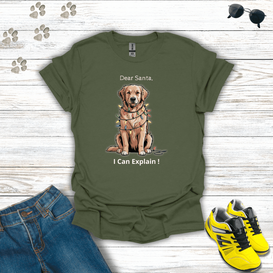 Dear Santa, I Can Explain Dog T-Shirt Military Green / S unisex graphic t-shirt