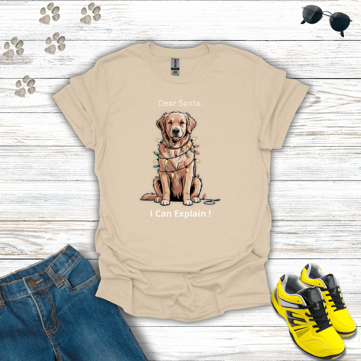 Dear Santa, I Can Explain Dog T-Shirt Sand / S unisex graphic t-shirt