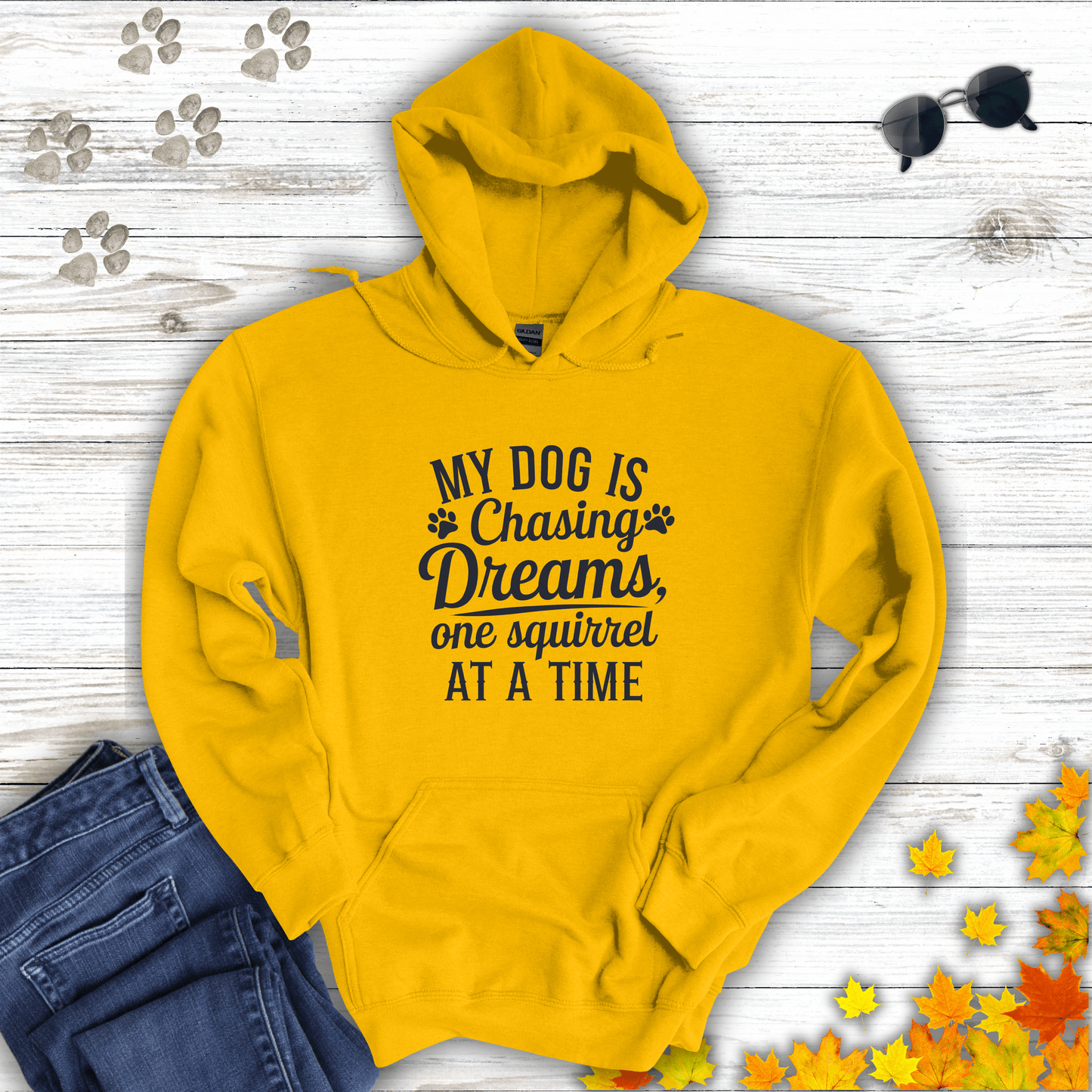 Dog Dreams Hoodie Gold / S unisex graphic t-shirt