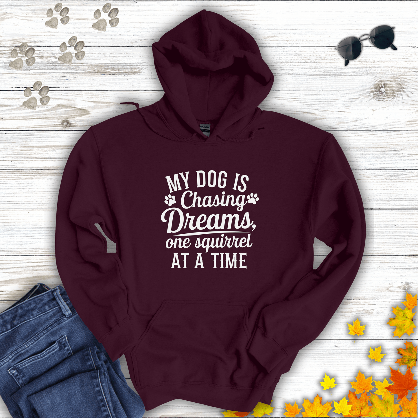 Dog Dreams Hoodie Maroon / S unisex graphic t-shirt