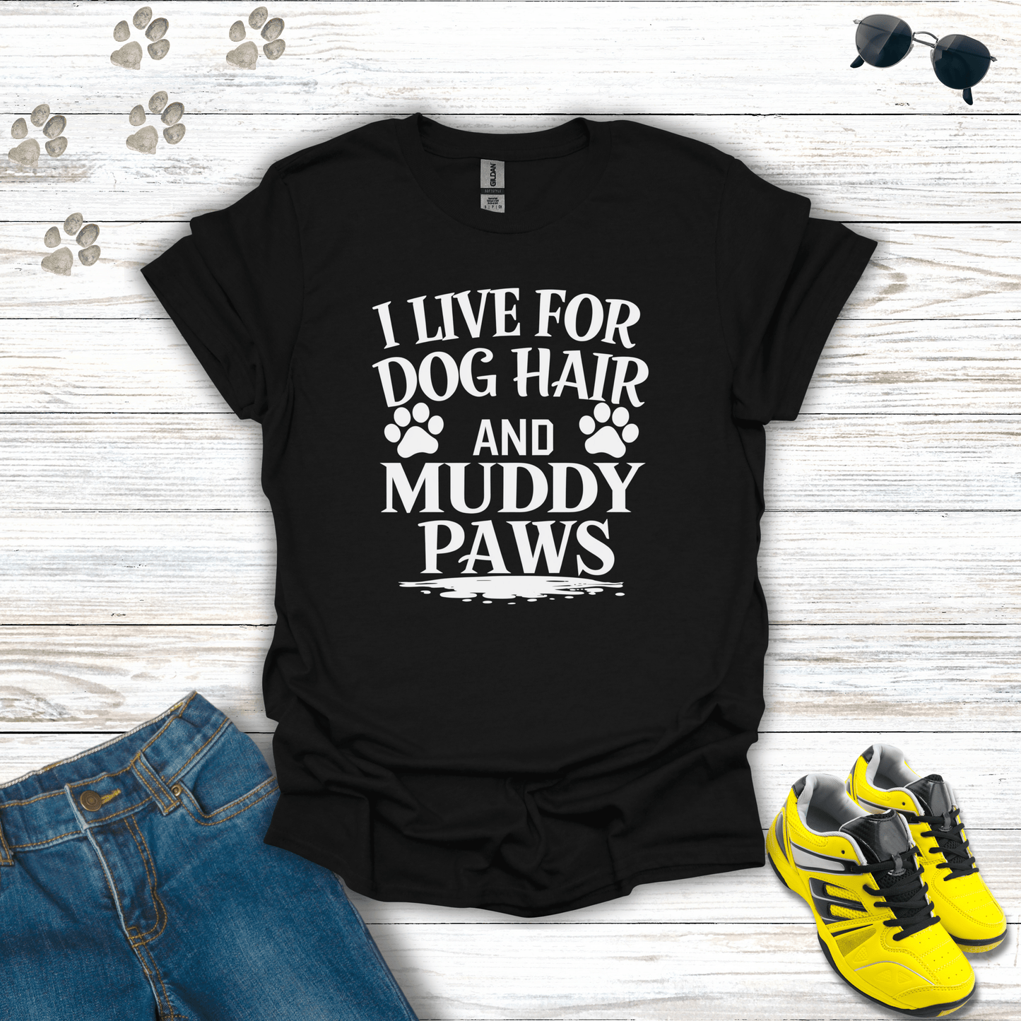 Dog Hair and Muddy Paws T-Shirt Black / S unisex graphic t-shirt