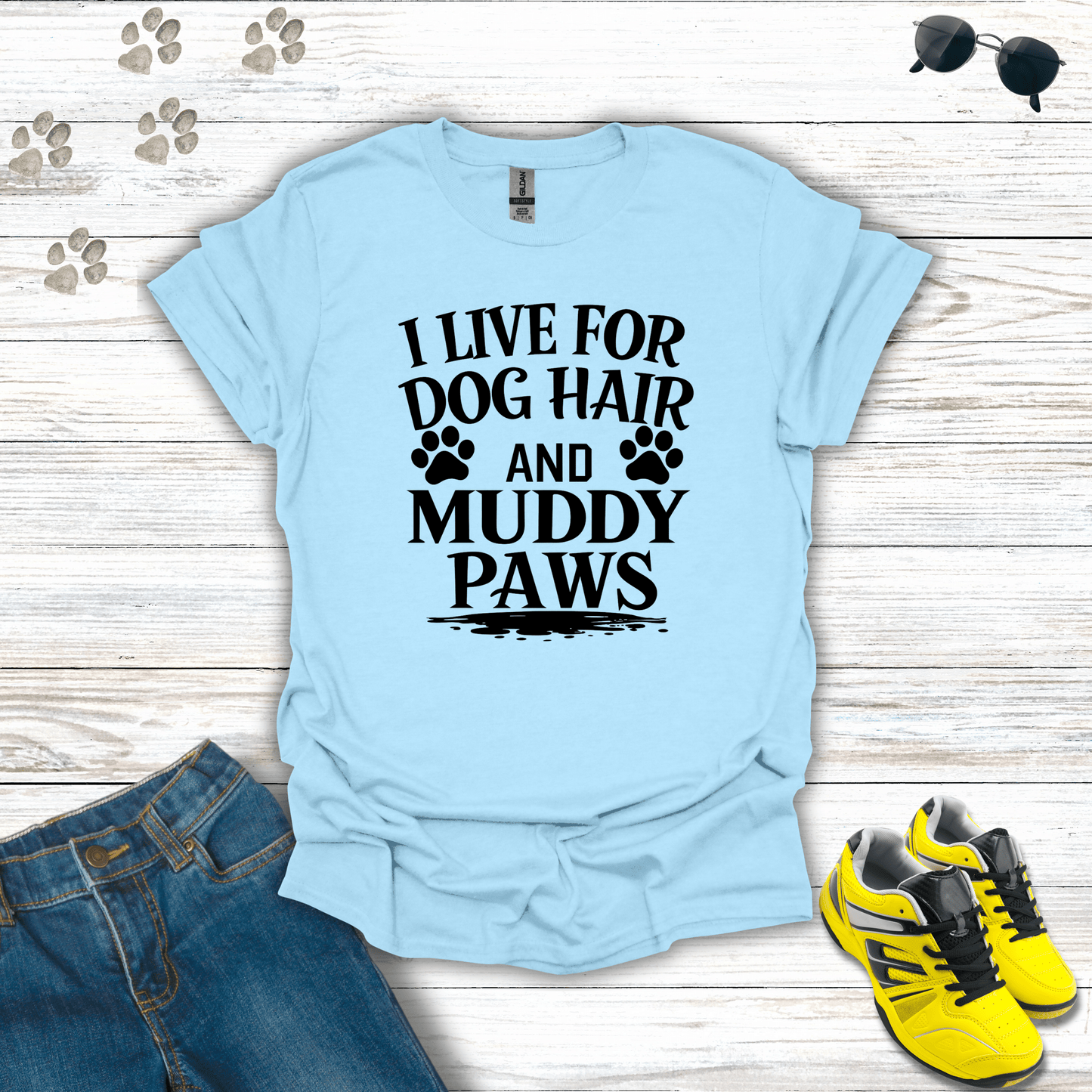 Dog Hair and Muddy Paws T-Shirt Light Blue / S unisex graphic t-shirt
