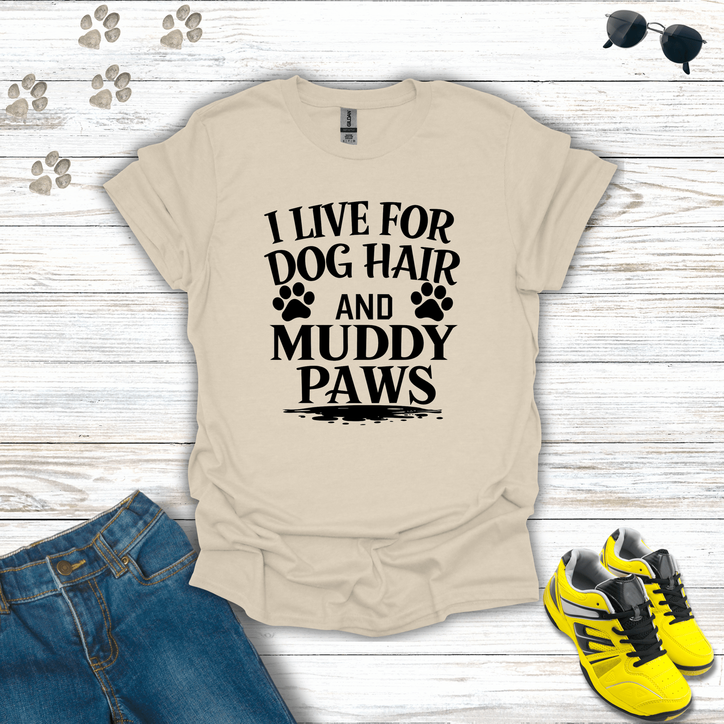 Dog Hair and Muddy Paws T-Shirt Natural / S unisex graphic t-shirt