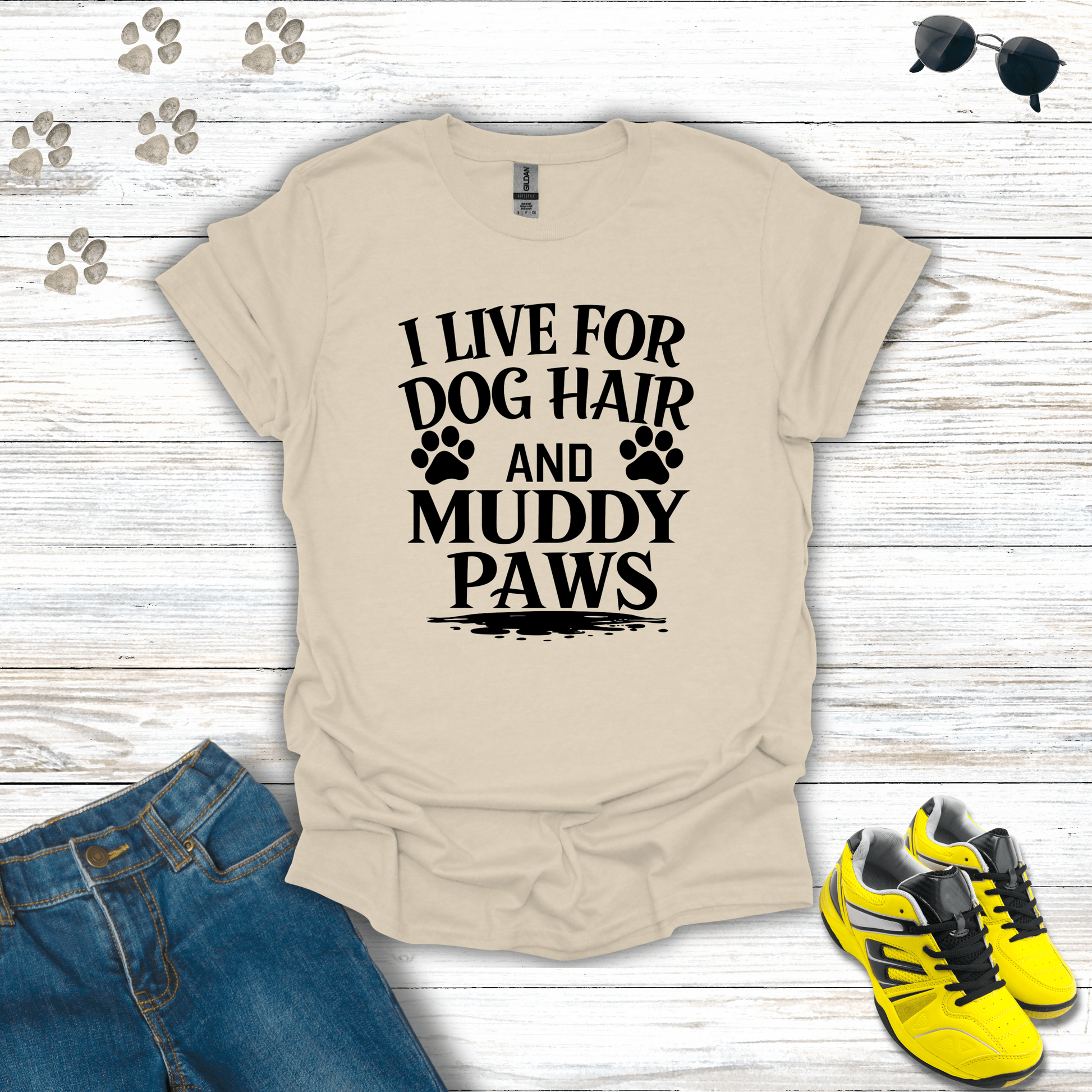 Dog Hair and Muddy Paws T-Shirt Natural / S unisex graphic t-shirt