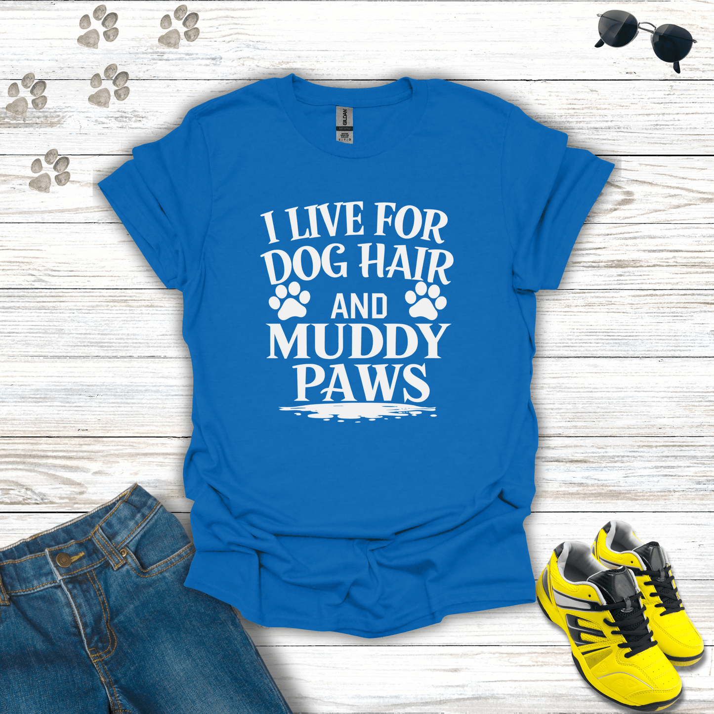 Dog Hair and Muddy Paws T-Shirt Royal / S unisex graphic t-shirt