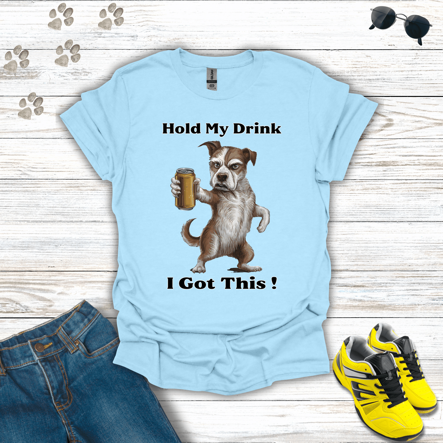 Dog - Hold My Drink I Got This T-Shirt Light Blue / S unisex graphic t-shirt