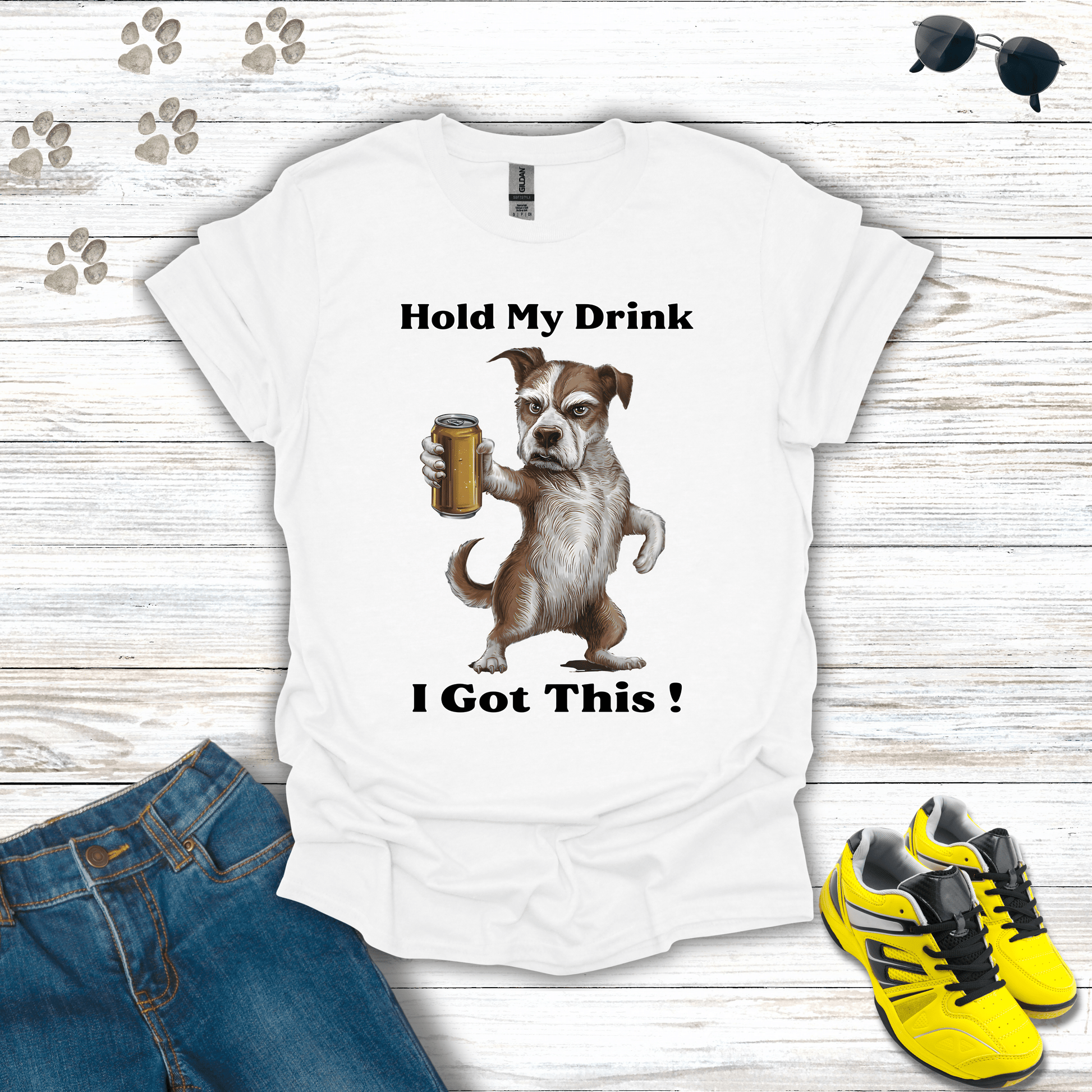 Dog - Hold My Drink I Got This T-Shirt White / S unisex graphic t-shirt