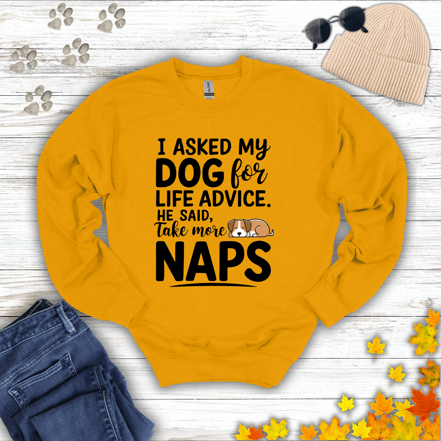 Dog Life Advice Sweatshirt S / Gold unisex graphic t-shirt