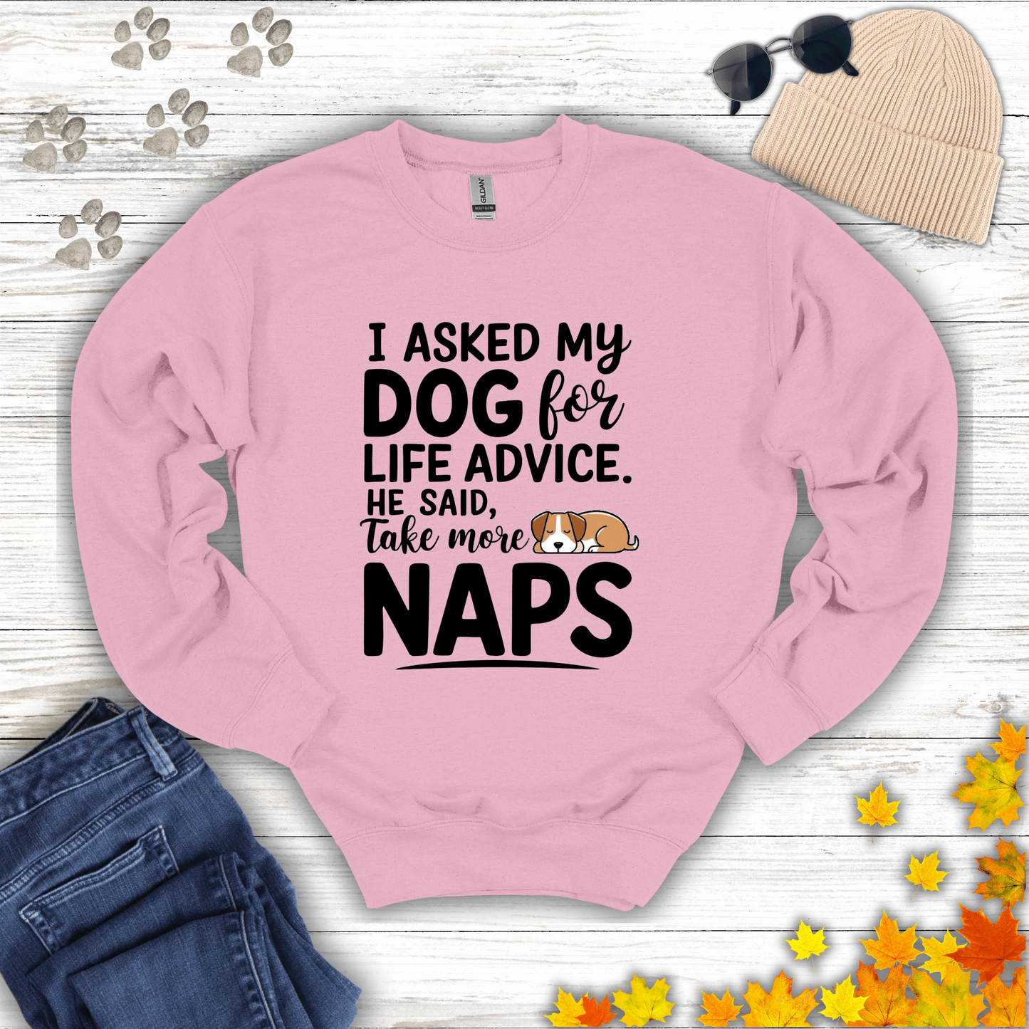 Dog Life Advice Sweatshirt S / Light Pink unisex graphic t-shirt