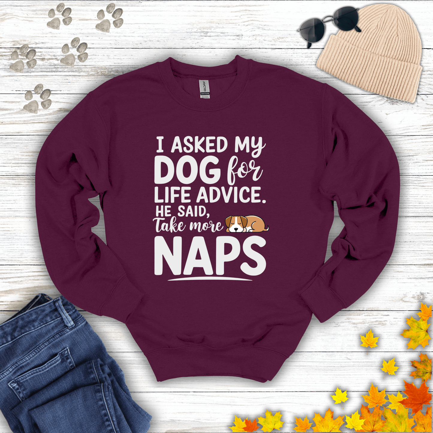 Dog Life Advice Sweatshirt S / Maroon unisex graphic t-shirt