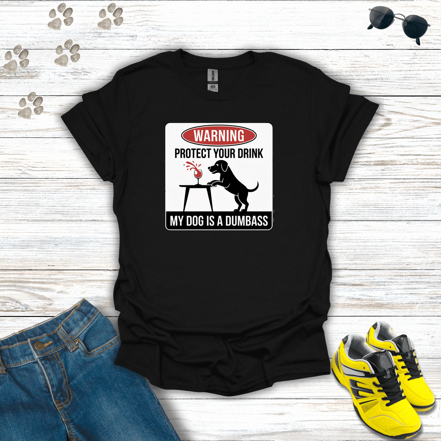 Dog Warning T-Shirt Black / S unisex graphic t-shirt