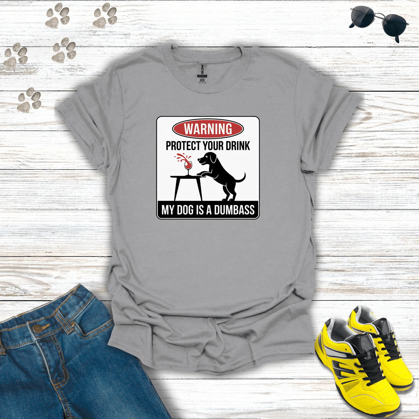 Dog Warning T-Shirt Sport Grey / S unisex graphic t-shirt