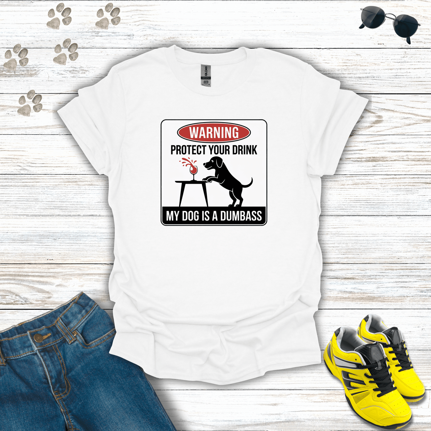 Dog Warning T-Shirt White / S unisex graphic t-shirt