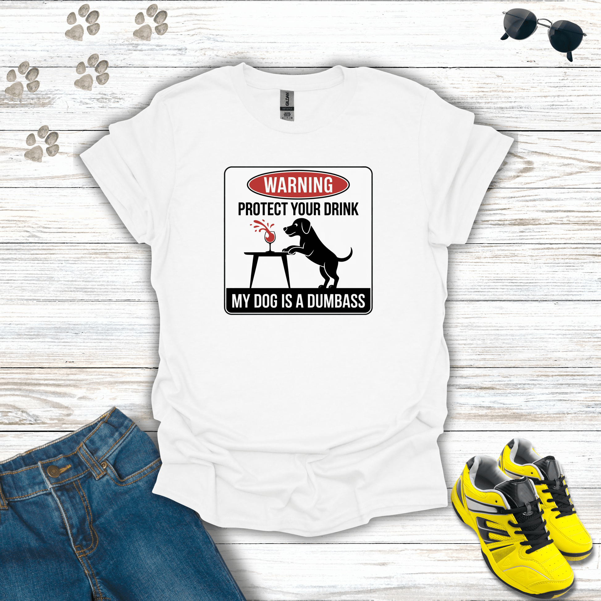 Dog Warning T-Shirt White / S unisex graphic t-shirt