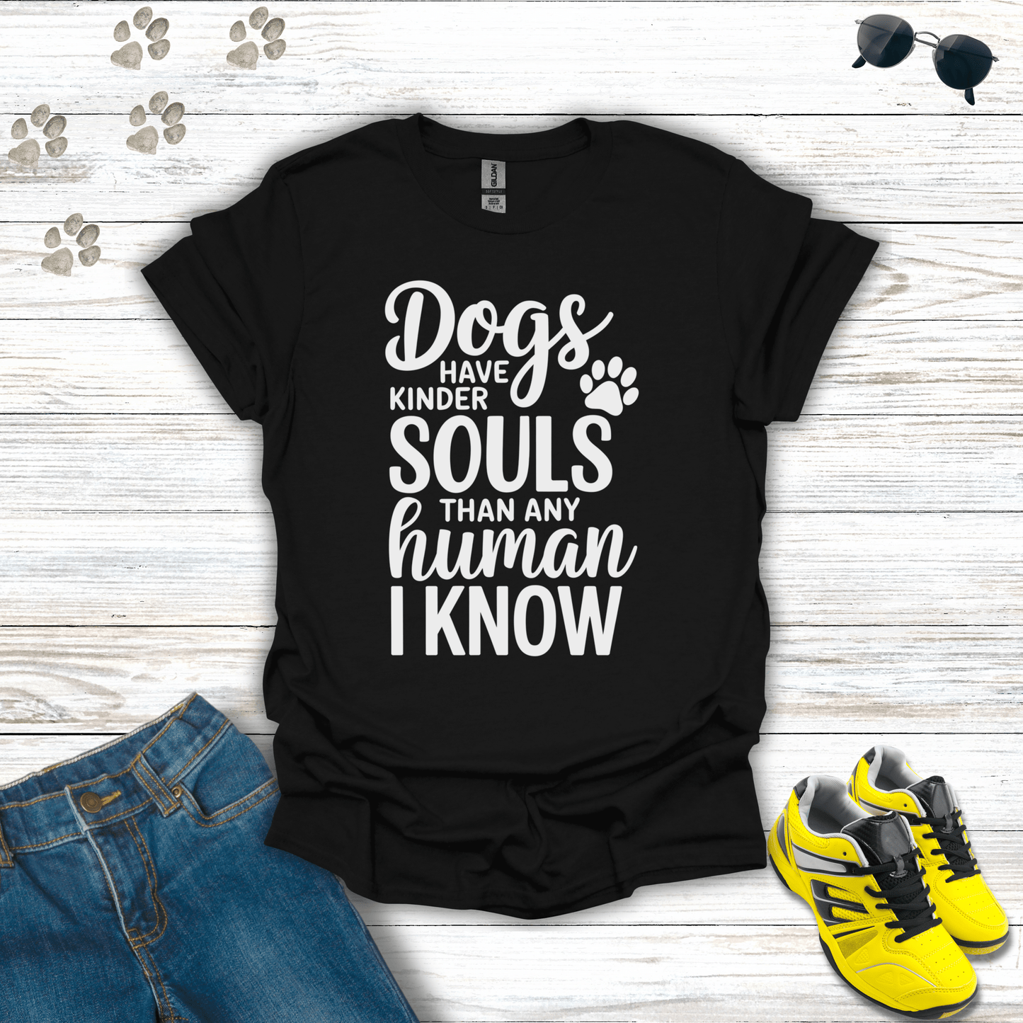 Dogs Have Kinder Souls T-Shirt Black / S unisex graphic t-shirt