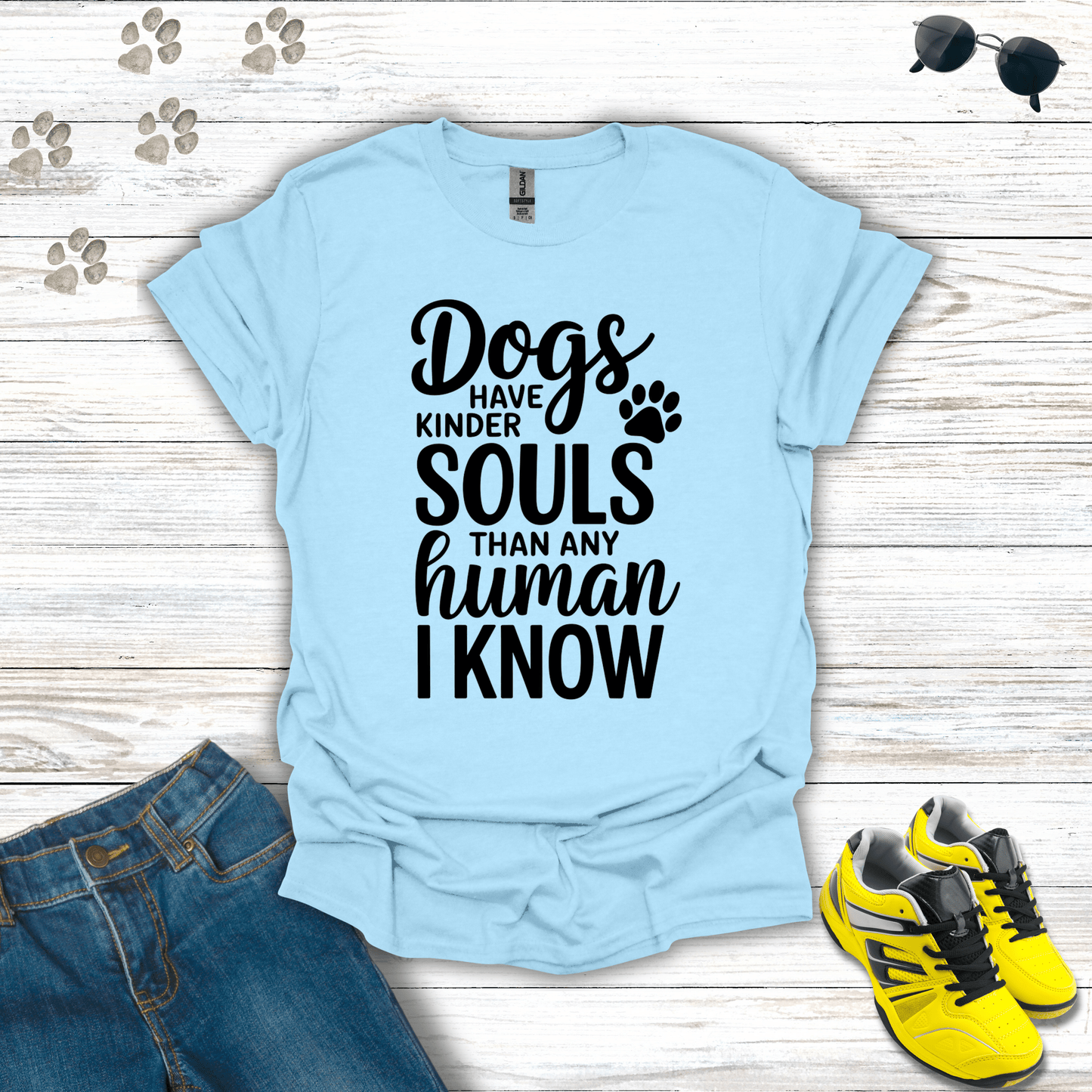 Dogs Have Kinder Souls T-Shirt Light Blue / S unisex graphic t-shirt