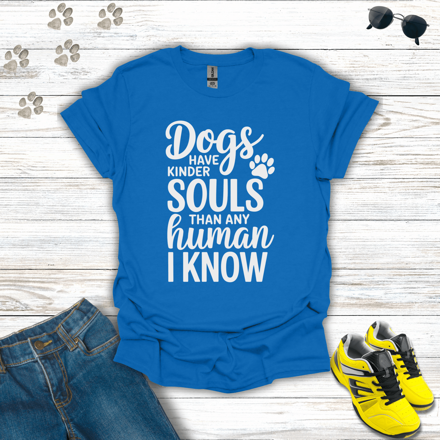 Dogs Have Kinder Souls T-Shirt Royal / S unisex graphic t-shirt