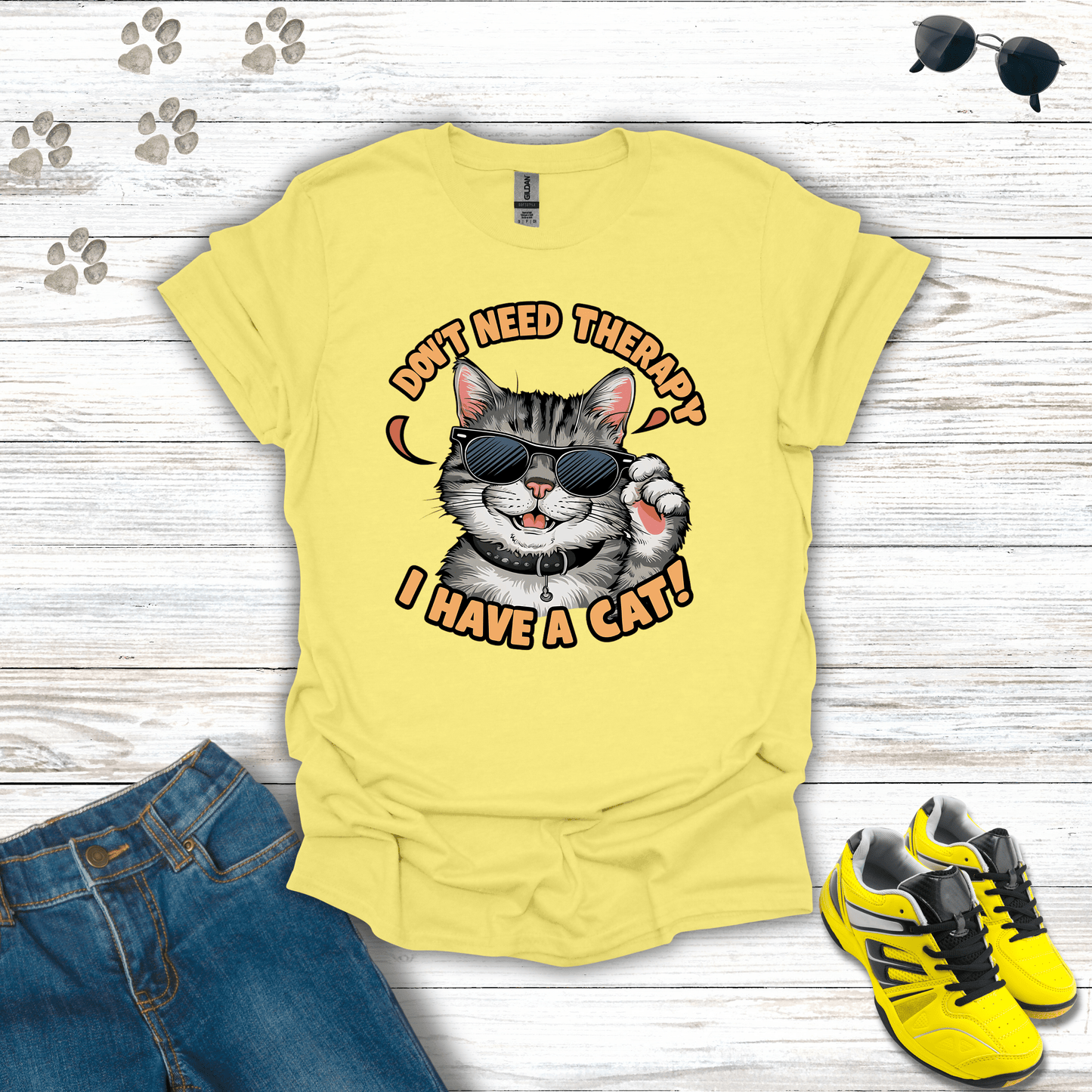 Don't Need Therapy I Have A Cat T-Shirt Cornsilk / S unisex graphic t-shirt