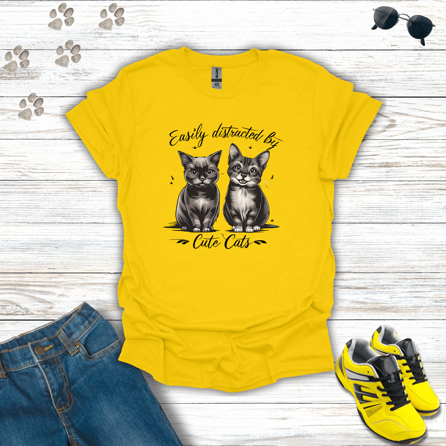 Easily Distracted By Cute Cats T-Shirt Daisy / S unisex graphic t-shirt