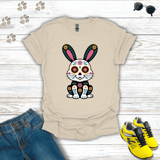 El Conejo Alegre Sugar Skull Bunny T-Shirt Natural / S unisex graphic t-shirt