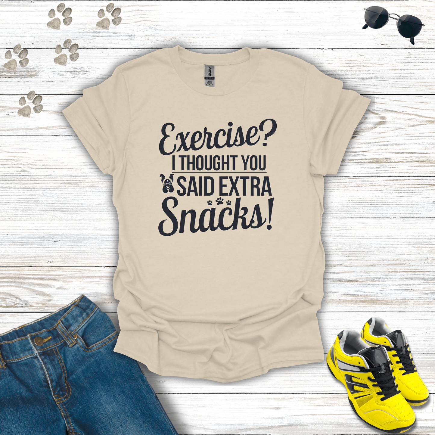 Exercise Or More Snacks T-Shirt Natural / S unisex graphic t-shirt