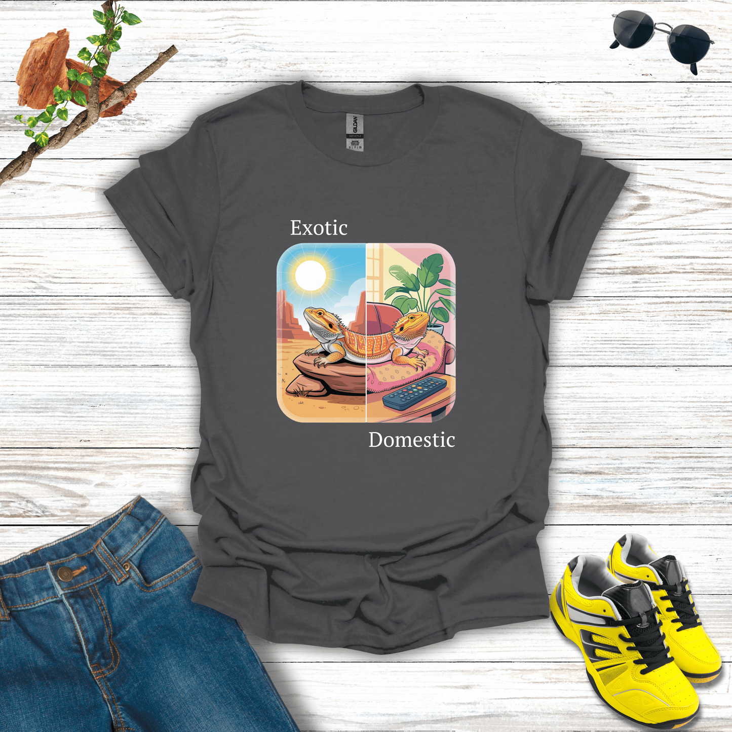 Exotic but Domestic T-Shirt Charcoal / S unisex graphic t-shirt