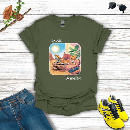 Exotic but Domestic T-Shirt Military Green / S unisex graphic t-shirt