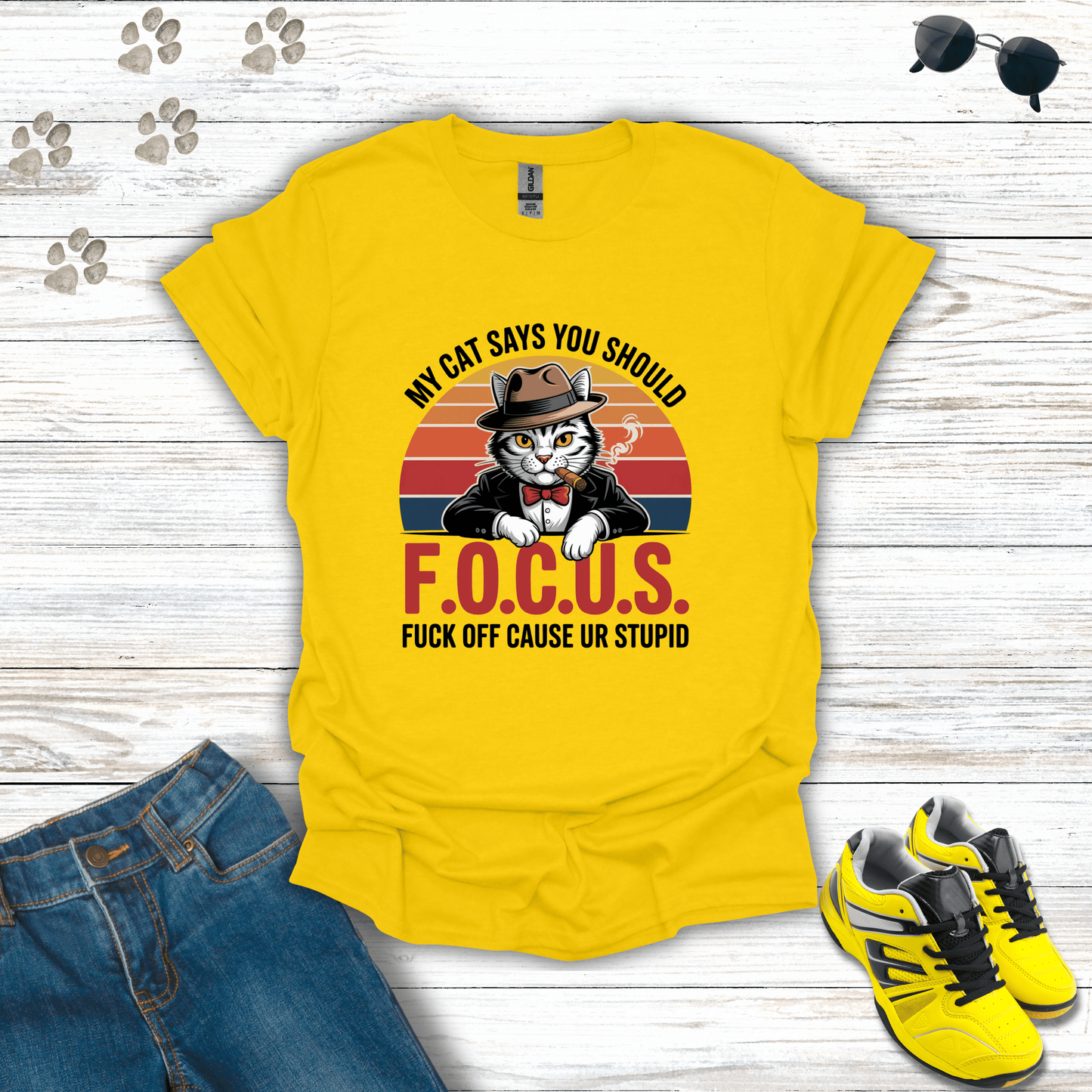 F.O.C.U.S. Mafia Cat T-Shirt Daisy / S unisex graphic t-shirt