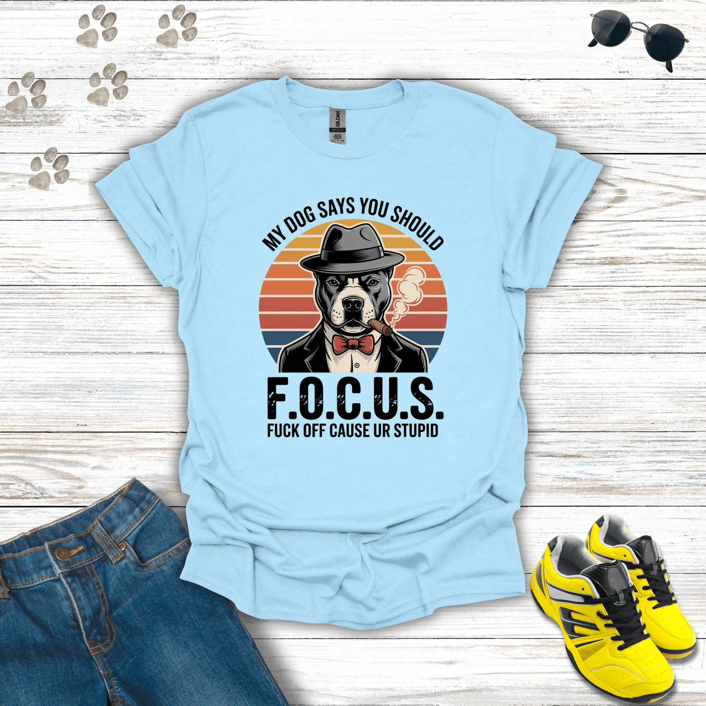 F.O.C.U.S. Mafia Dog T-Shirt Light Blue / S unisex graphic t-shirt