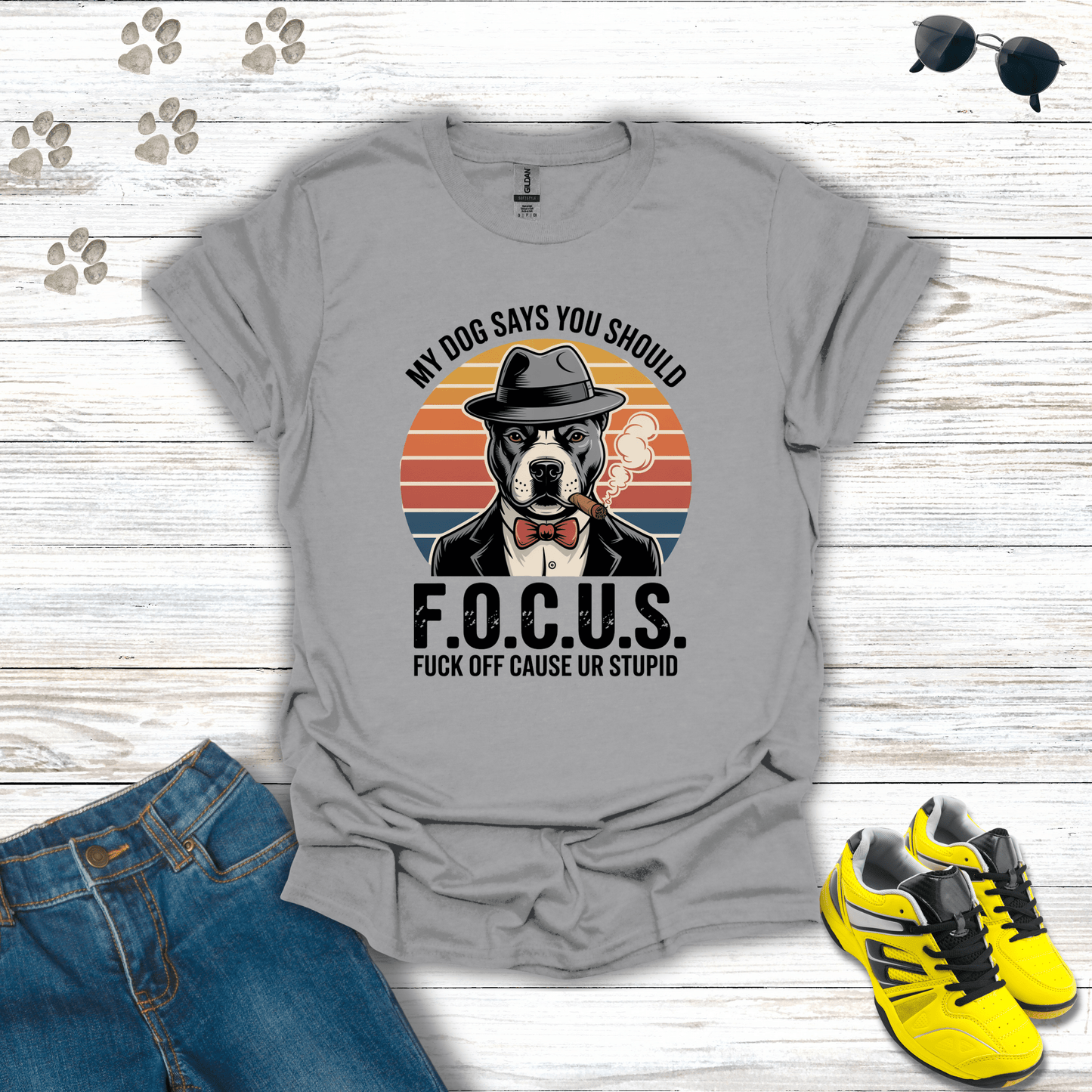F.O.C.U.S. Mafia Dog T-Shirt Sport Grey / S unisex graphic t-shirt