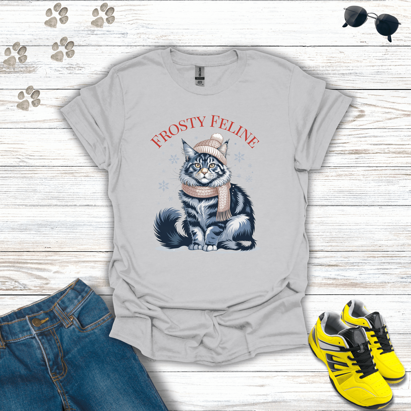 Frosty Feline T-Shirt Ice Grey / S unisex graphic t-shirt