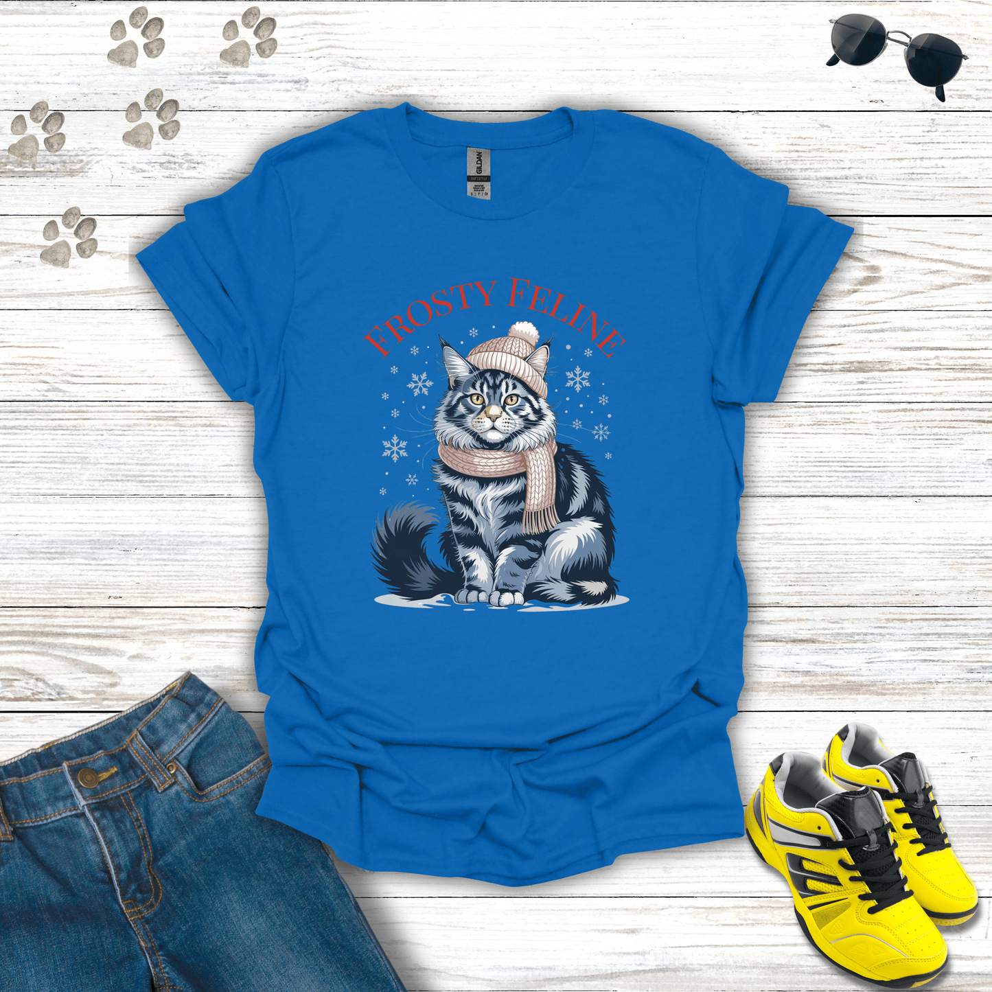 Frosty Feline T-Shirt Royal / S unisex graphic t-shirt