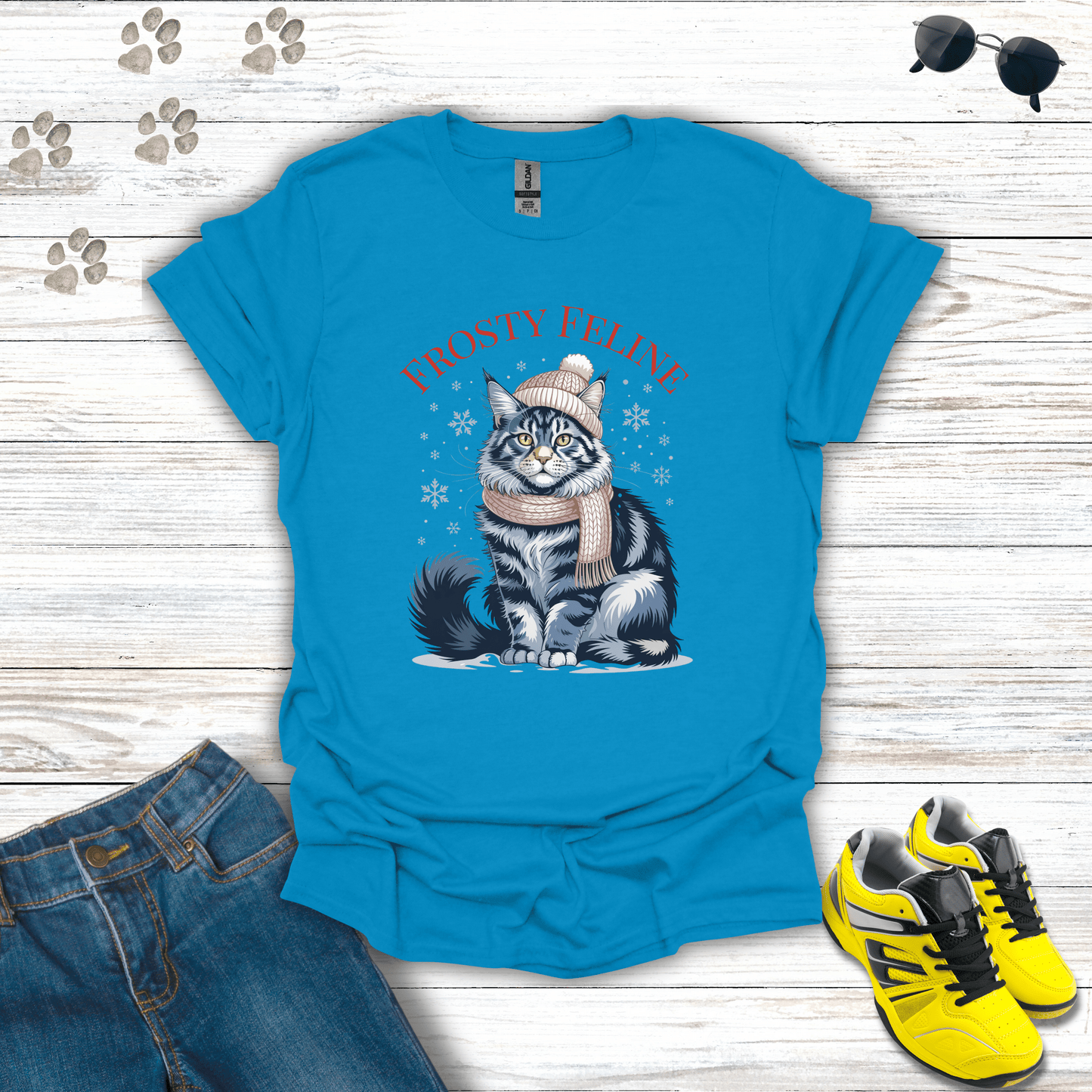 Frosty Feline T-Shirt Sapphire / S unisex graphic t-shirt