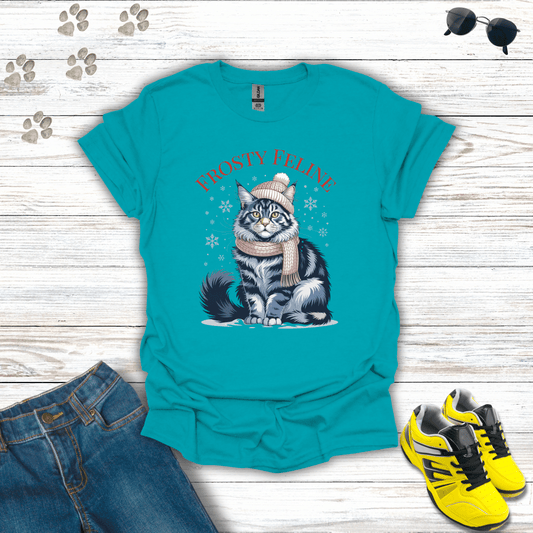 Frosty Feline T-Shirt Tropical Blue / S unisex graphic t-shirt