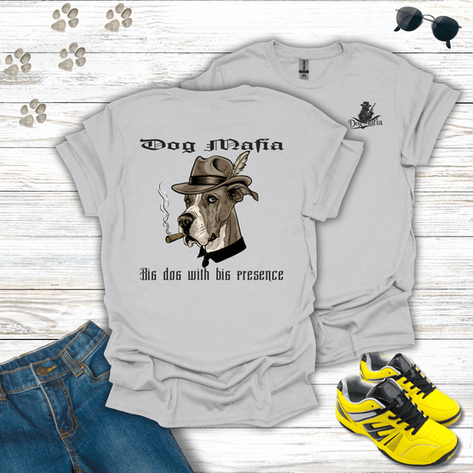 Great Dane Dog Mafia T-shirt in Ice Grey — funny Great Dane mafia T-shirt