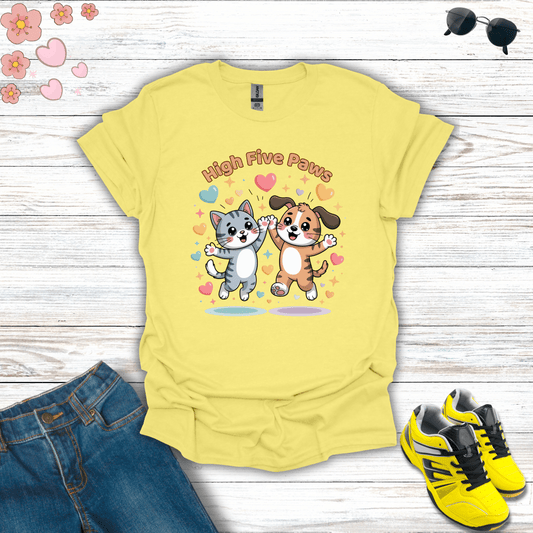 High Five Paws T-Shirt Cornsilk / S unisex graphic t-shirt
