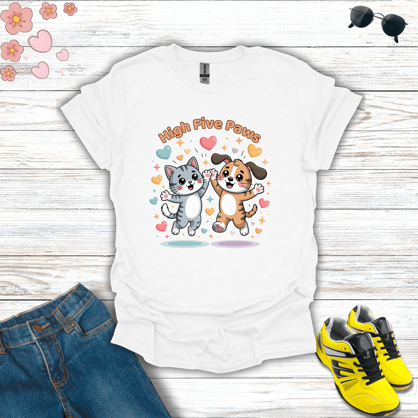 High Five Paws T-Shirt White / S unisex graphic t-shirt