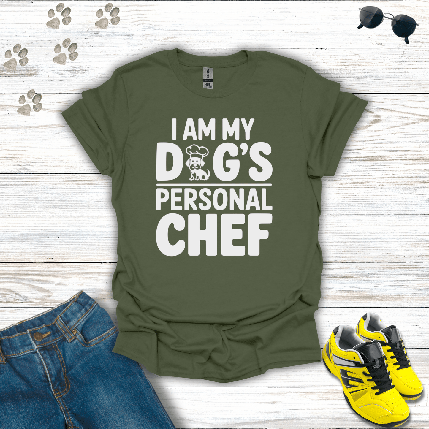 I Am My Dog's Personal Chef T-Shirt Military Green / S unisex graphic t-shirt