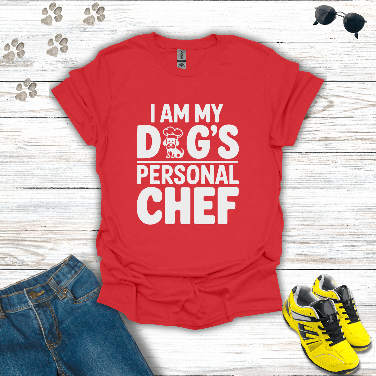 I Am My Dog's Personal Chef T-Shirt Red / S unisex graphic t-shirt