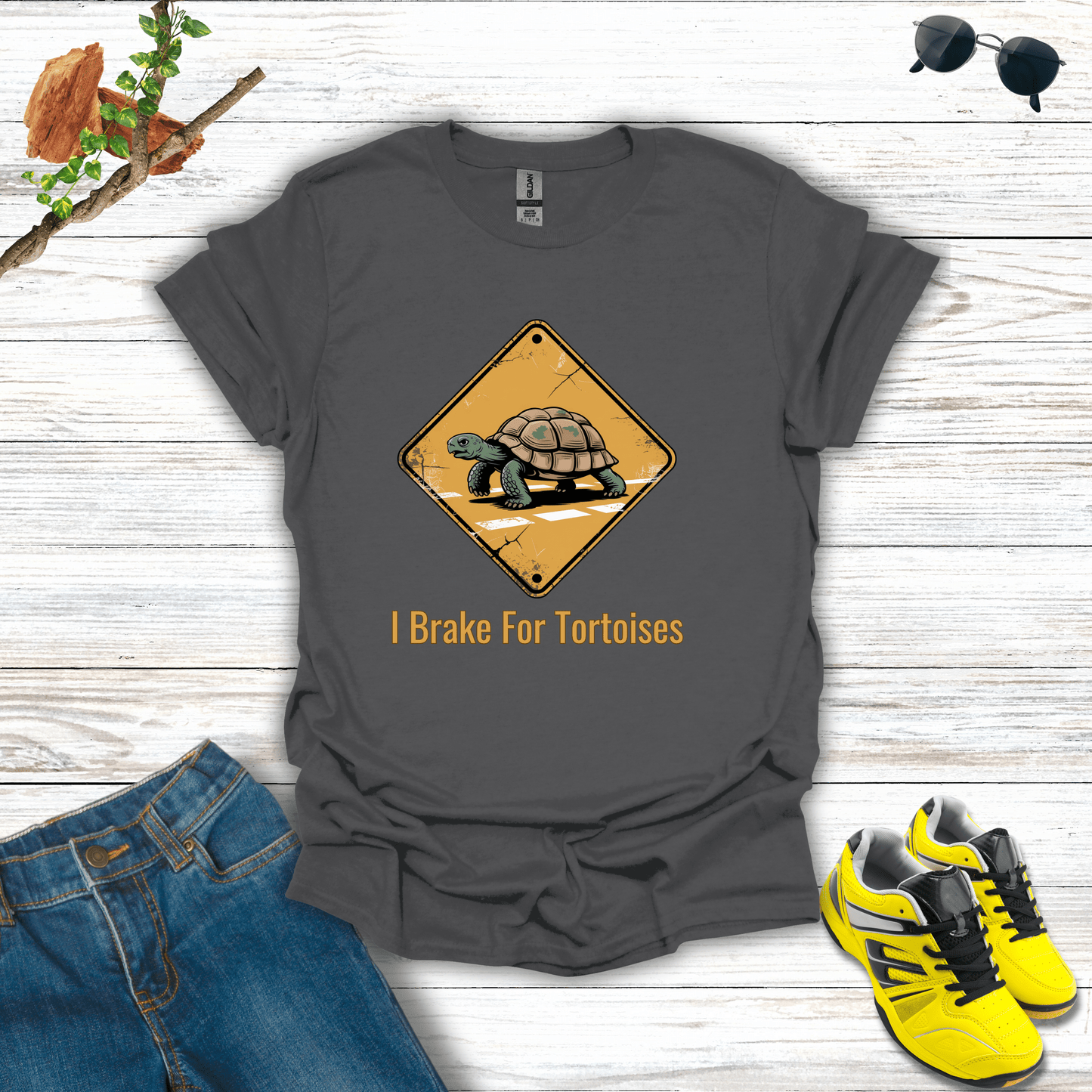 I Brake For Tortoises T-Shirt Charcoal / S unisex graphic t-shirt