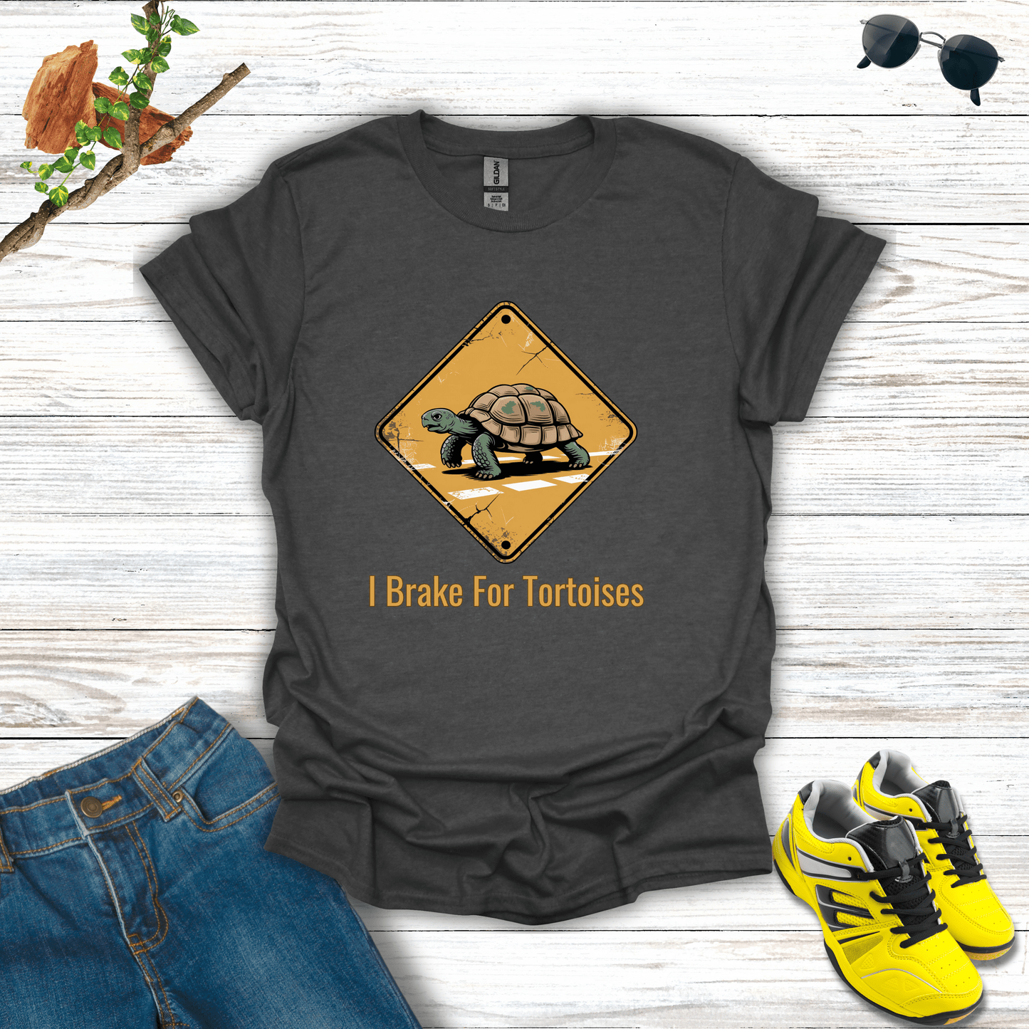 I Brake For Tortoises T-Shirt Dark Heather / S unisex graphic t-shirt