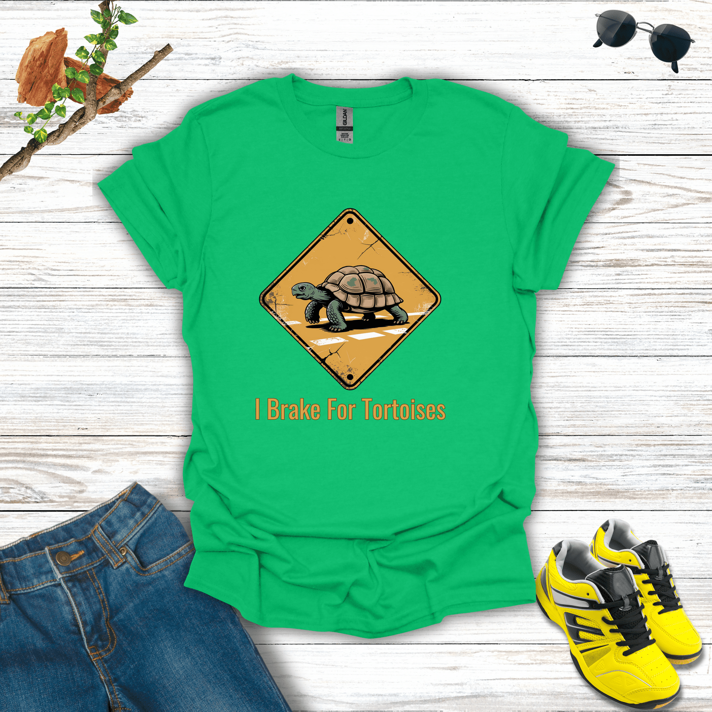 I Brake For Tortoises T-Shirt Irish Green / S unisex graphic t-shirt